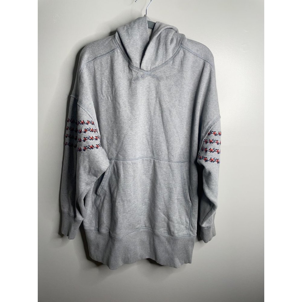 New Free People At My Best Gray Embroidered Sweat Sweatshirt FP Movement Size S - Picture 5 of 7